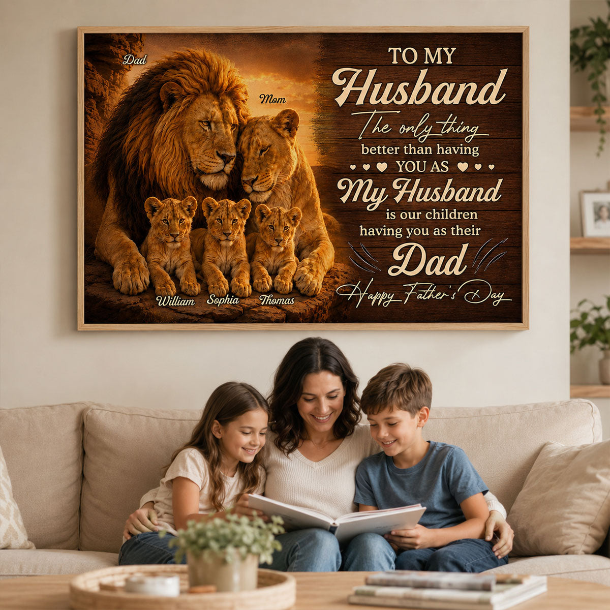 Lion Family The Only Thing - Personalized Poster - Father's Day Gift For Husband, Dad