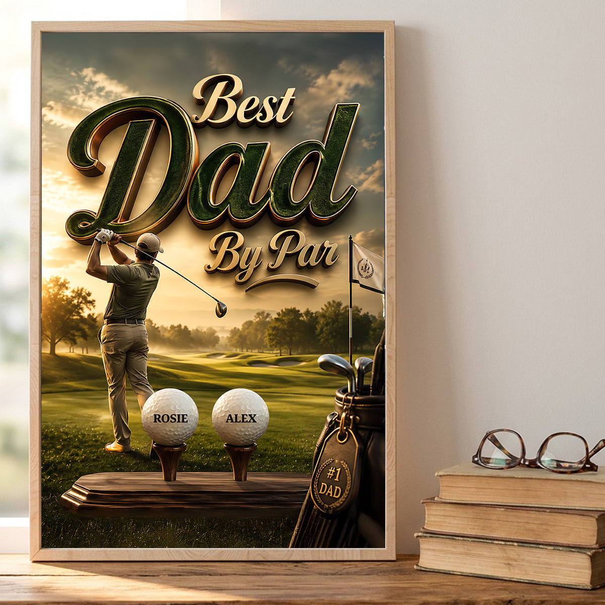 Golf Best Dad By Par - Personalized Poster - Father's Day Gift For Dad, Husband
