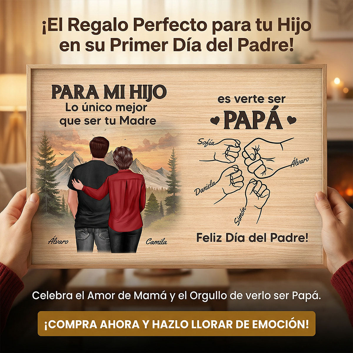 Día del Padre De Mamá A Hijo Viéndote Ser Papá - Personalized Poster - Father's Day Gift For Son