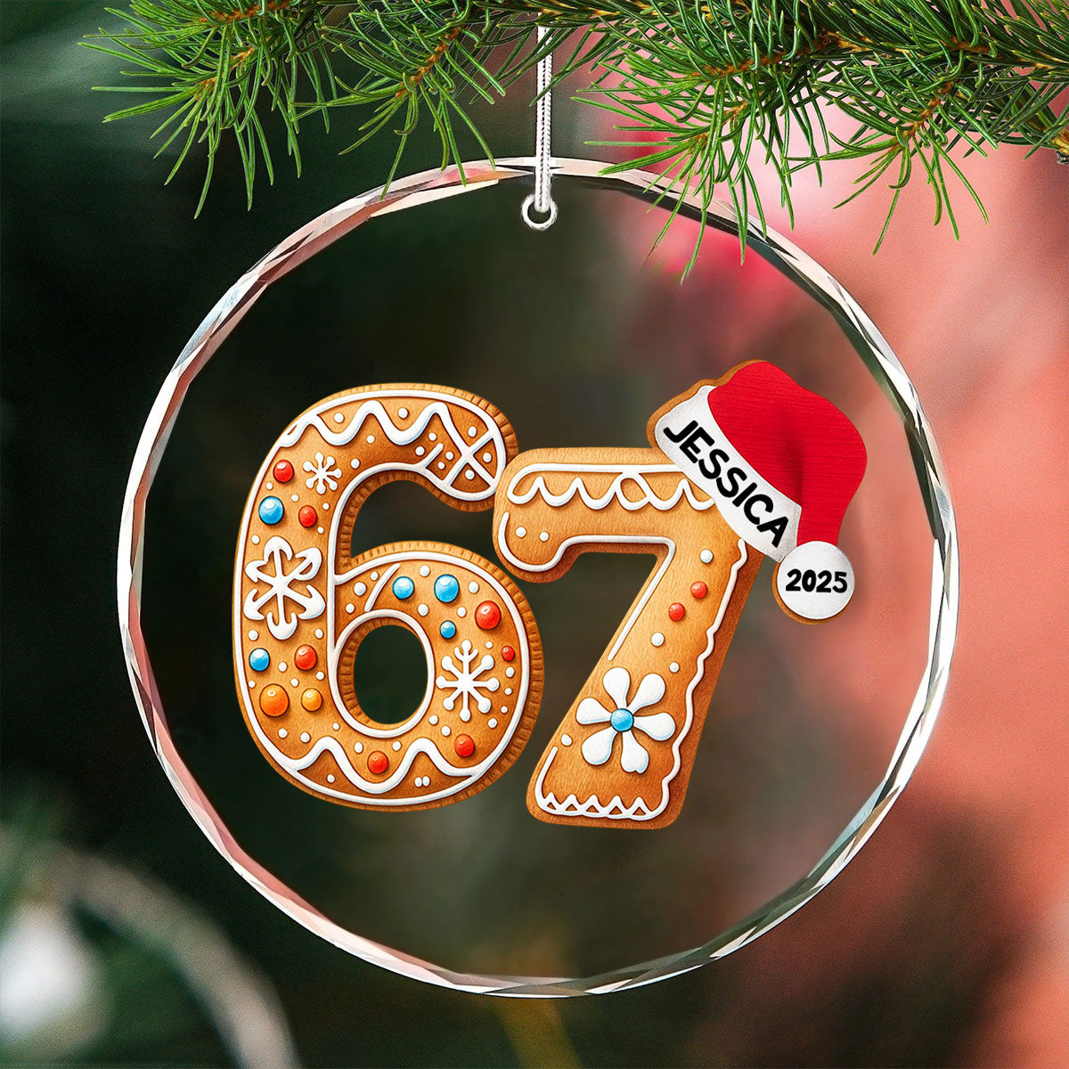 Custom Six Seven - Personalized Glass Ornament - Teen Slang Funny Tree Decor, Funny Teen Grandkid Gift