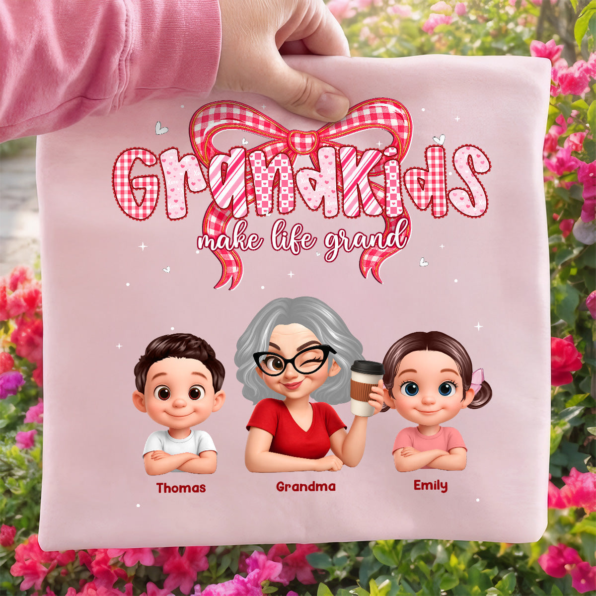 Valentine's Day Grandma Grandkids Make Life Grand - Personalized Shirt - Valentine's Day Gift For Grandma