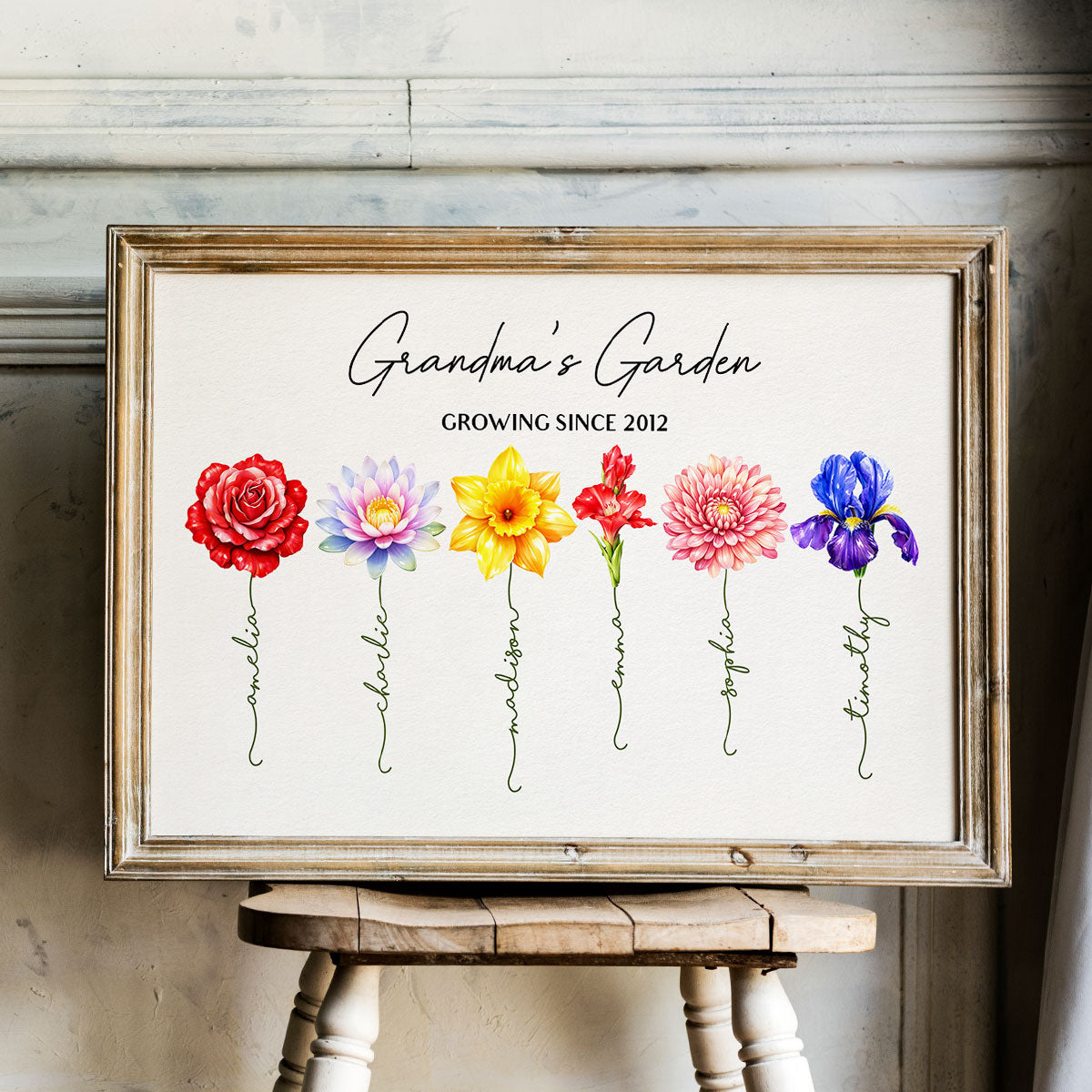 Grandma Garden Custom Birth Month Flower - Personalized Poster - Sentimental Gift for Grandma