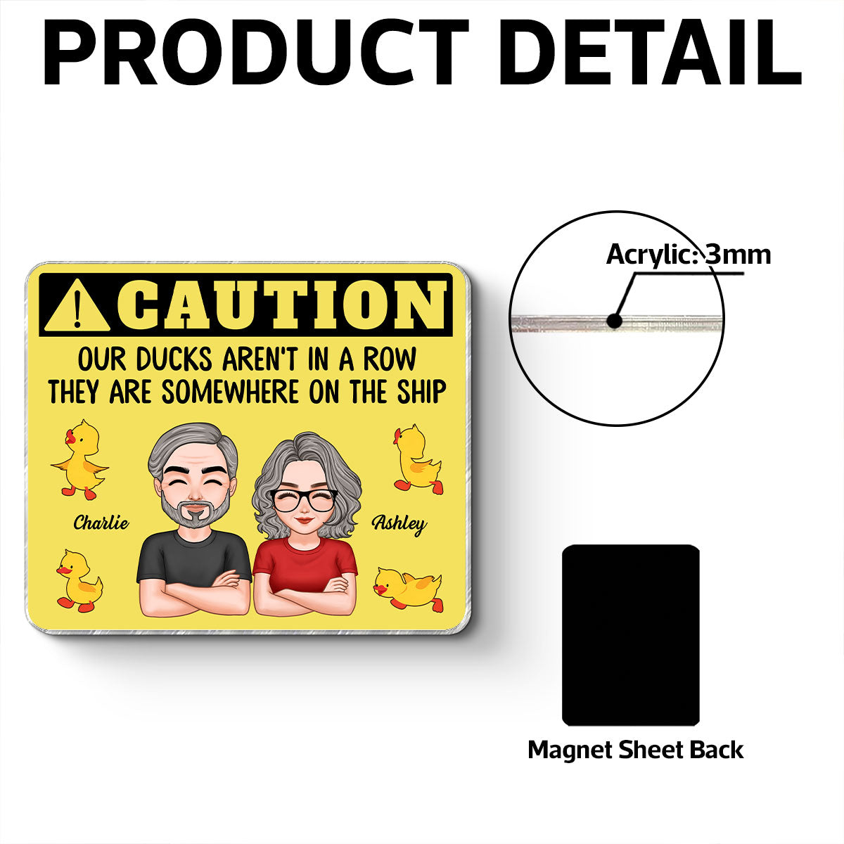 Caution My Ducks Somewhere On The Ship - Personalized Cruise Ship Door Magnet - Cruise Ship Door Decorations