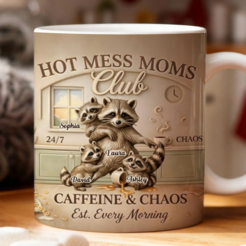 Hot Mess Moms Club Caffeine & Chaos - Personalized Mug - Gift For Mom