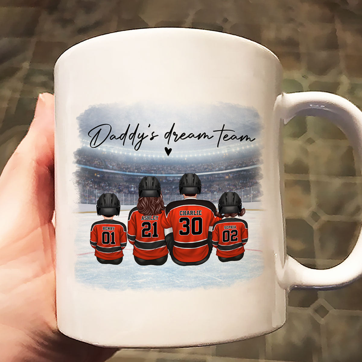 Daddy's Dream Team Hockey Family - Personalized Mug - Gift For Hockey Family