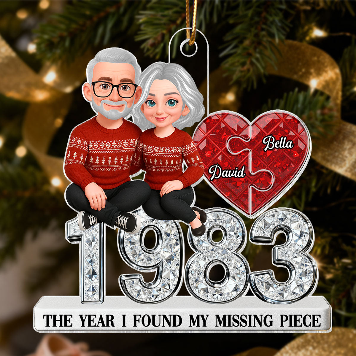 3D Effect Shining Effect Beautiful Couple The Year I Found My Missing Piece - Personalized Acrylic Ornament
