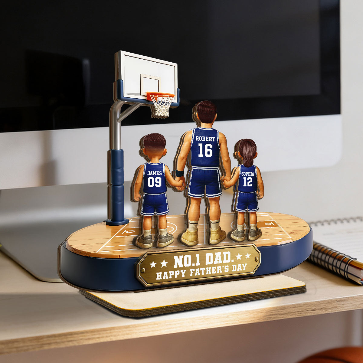 Daddy's Basketball Dream Team - Personalized 2-Layered Wooden Plaque -  Gift For Basketball Dad