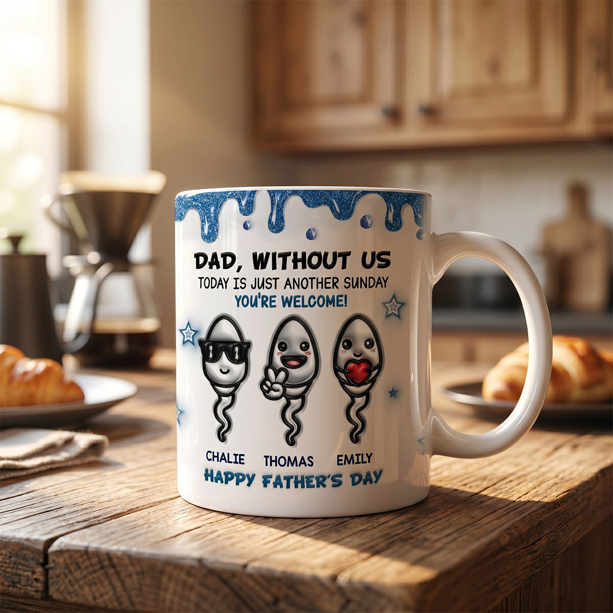 Without Us Today Is Just Another Sunday - Personalized Mug - Funny Father's Day Gift For Dad, Husband