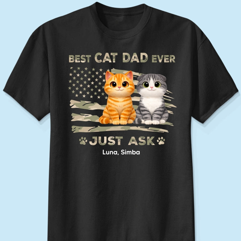 Best Cat Dad Ever Nation Flag Theme Cute Cats - Personalized Shirt - Father's Day Gift For Cat Dad, Patriotic 4th Of July Gift, USA 250th Anniversary