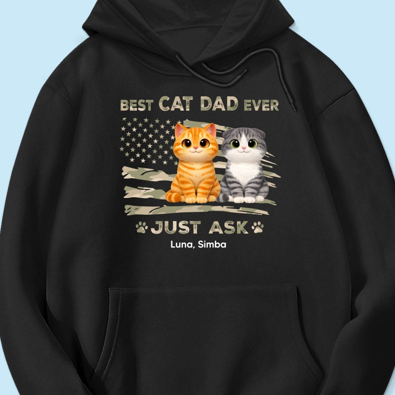 Best Cat Dad Ever Nation Flag Theme Cute Cats - Personalized Shirt - Father's Day Gift For Cat Dad, Patriotic 4th Of July Gift, USA 250th Anniversary
