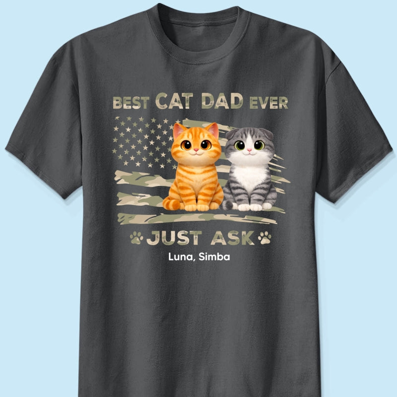 Best Cat Dad Ever Nation Flag Theme Cute Cats - Personalized Shirt - Father's Day Gift For Cat Dad, Patriotic 4th Of July Gift, USA 250th Anniversary