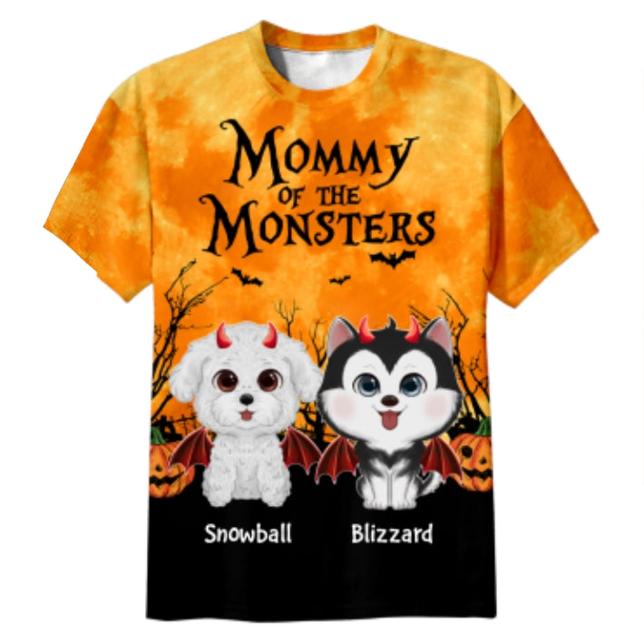 Halloween Theme Mommy Daddy Of The Monsters Dogs - Personalized Shirt - Halloween Gift For Dog Lovers