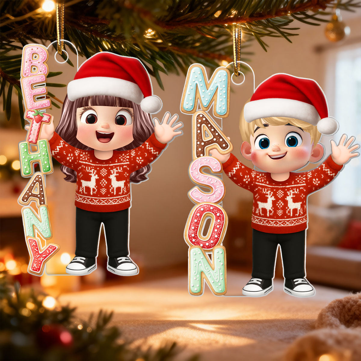 Cookies Alphabet Custom Kid Name - Personalized Acrylic Ornament - Christmas Gift for Kid, Grandkids