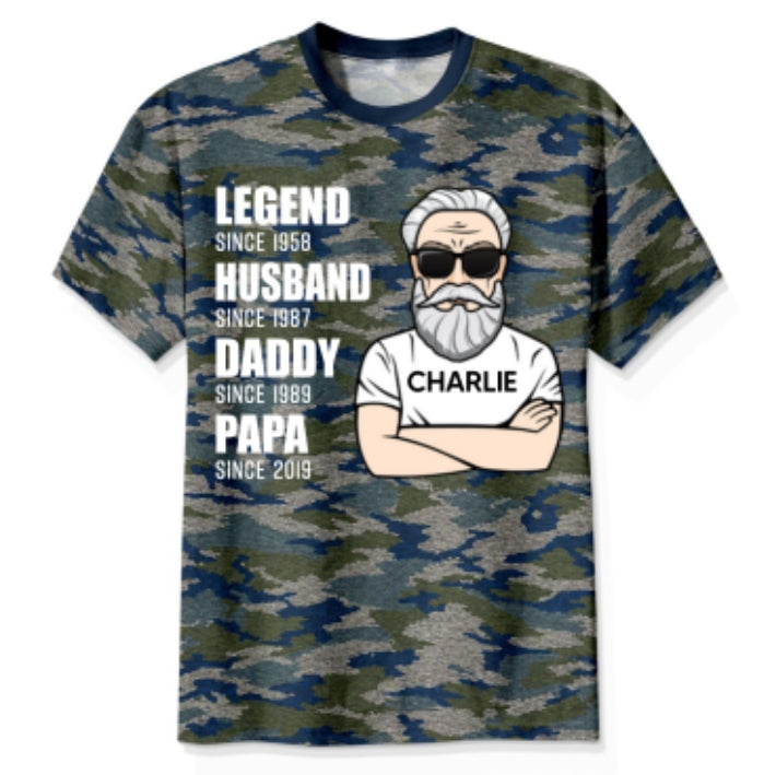 Legend Husband Dad Grandpa Old Man Camo Pattern - Personalized Shirt - Father's Day Gift For Husband, Dad, Grandpa