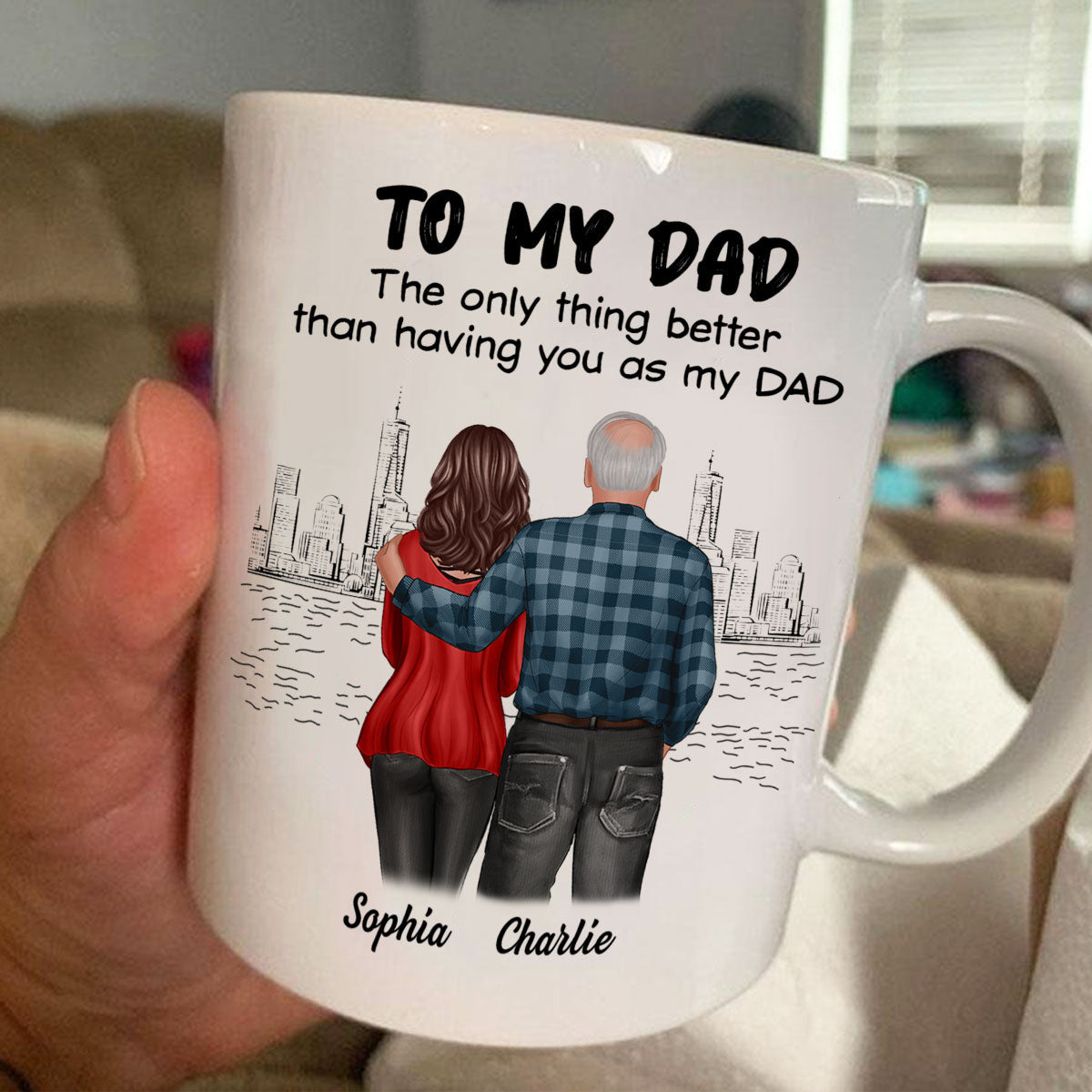 To Dad My Children Having You As Their Grandpa Back View Family Personalized Mug, Gift For Dad