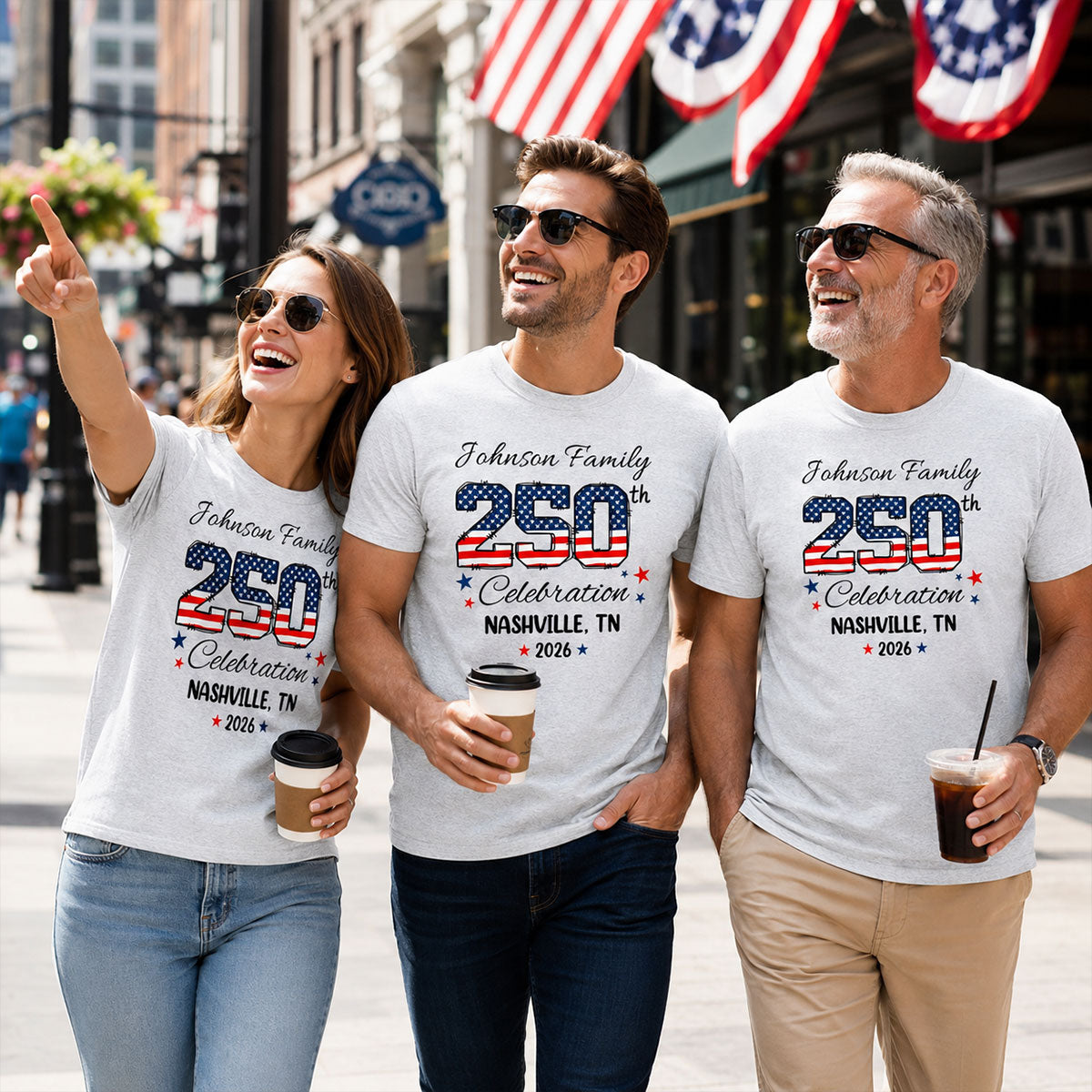 America 250th Anniversary 250 Years Of Freedom 1776 - 2026 - Personalized Shirt - Family Matching Shirt, Patriotic Crew Shirt