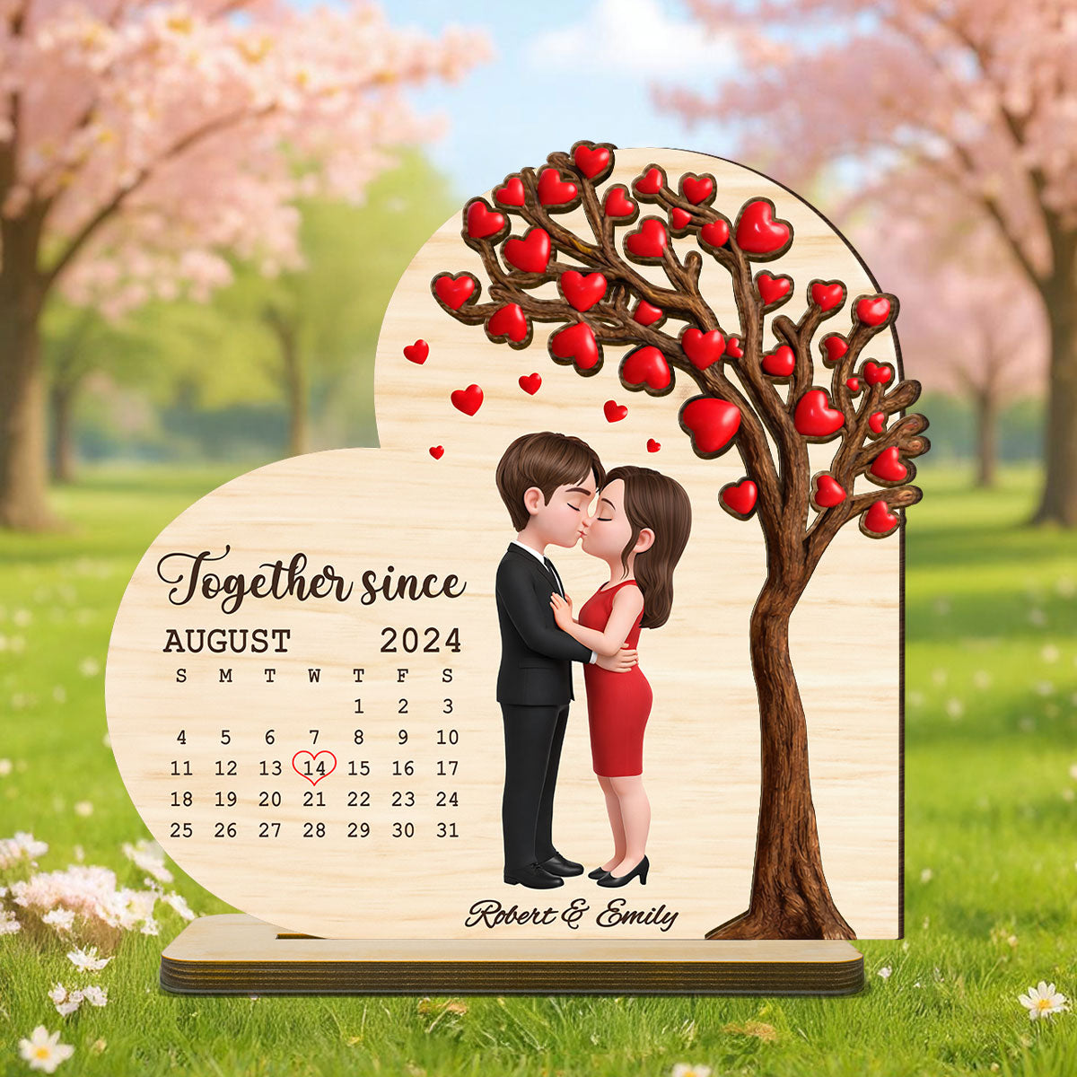 Together Since Calendar Sign - Personalized 2-Layered Wooden Plaque - Anniversary, Valentine's Day Gift, Gift For Him, Gift For Her