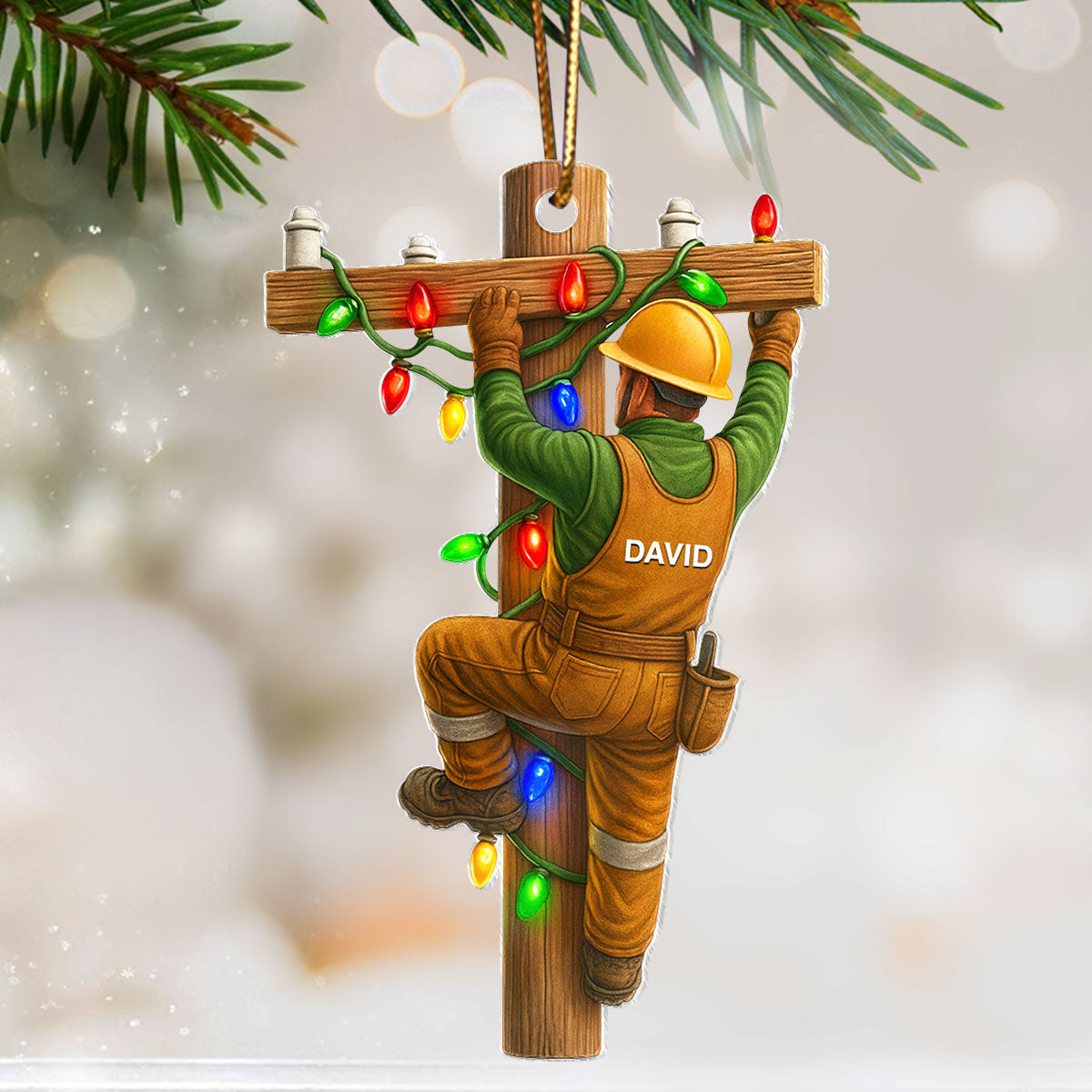 Lighting Up Every Job With Skill – Personalized Acrylic Ornament – Appreciation Gift for Electricians