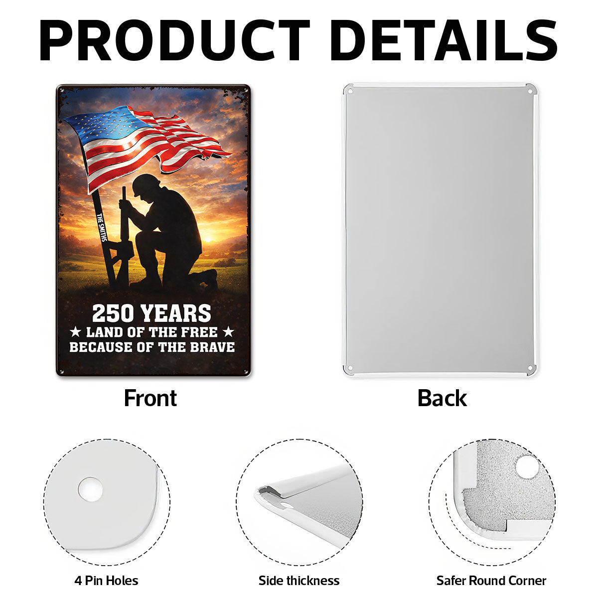 250 Years Of Defending Liberty - Personalized Metal Sign - America 250th Anniversary, Personalized Gifts For Family