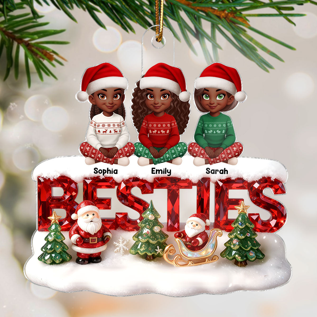 3D Crystal Effect Besties Our Friendship Is A True Blessing Christmas - Personalized Acrylic Ornament - Gift For Best Friends