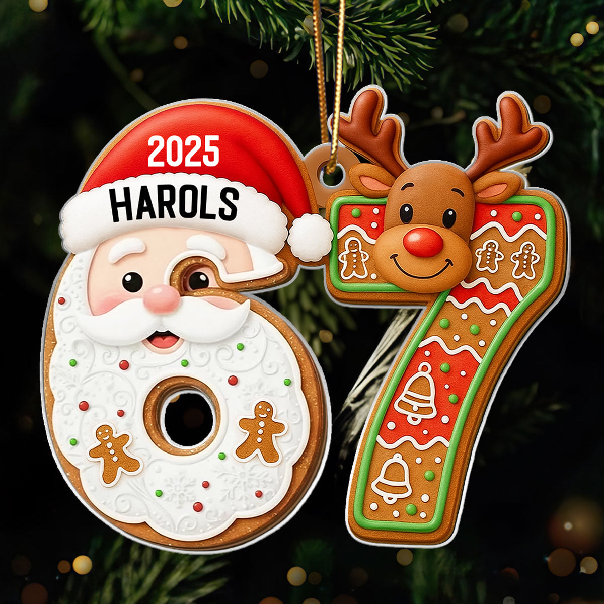 Custom Six Seven Santa Christmas - Personalized Acrylic Ornament - Funny Teen Slang Ornament, Gen Z Teenager Tween Ornament, Christmas Gifts