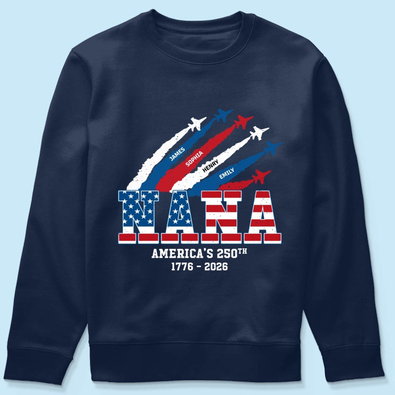 Proud Mom Grandma Nation Flag American 250th Anniversary - Personalized Shirt - Gift For Mom, Grandma