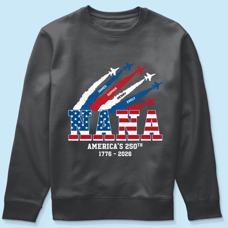 Proud Mom Grandma Nation Flag American 250th Anniversary - Personalized Shirt - Gift For Mom, Grandma