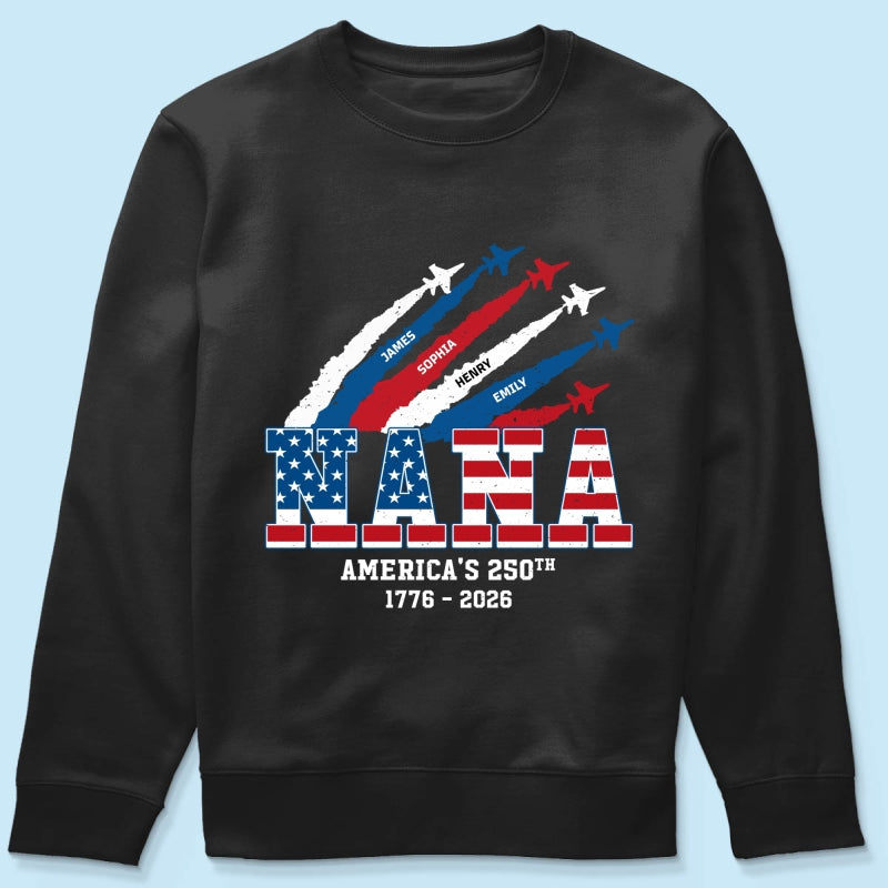 Proud Mom Grandma Nation Flag American 250th Anniversary - Personalized Shirt - Gift For Mom, Grandma