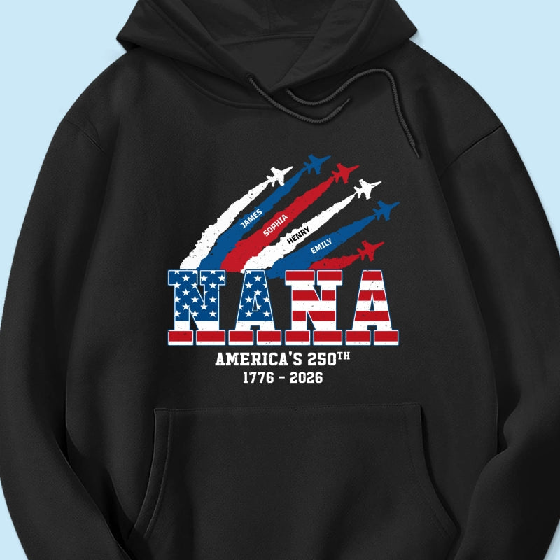 Proud Mom Grandma Nation Flag American 250th Anniversary - Personalized Shirt - Gift For Mom, Grandma