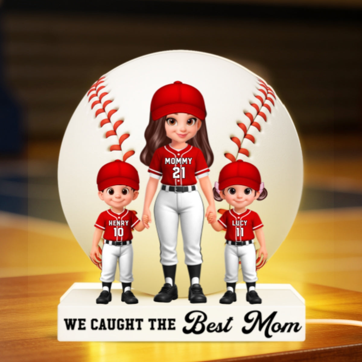 Baseball Softball We Caught The Best Mom - Personalized Light Box - Mother's Day Gift For Baseball Mom, Softball Mom