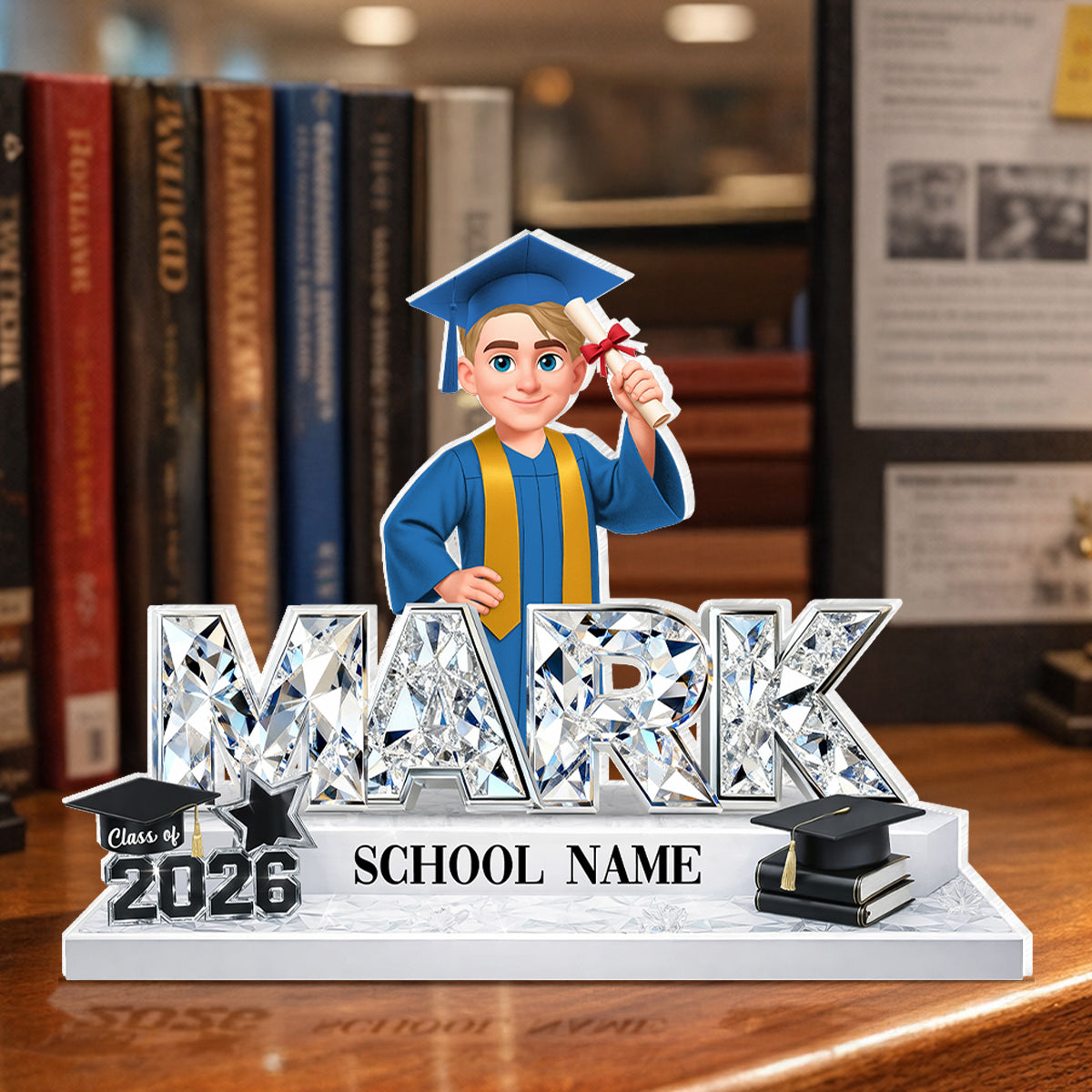 Custom Senior Name Shiny Effect - Personalized Acrylic Block Plaque - 2026 Graduation Gift for Daughter, Son, Grandkids