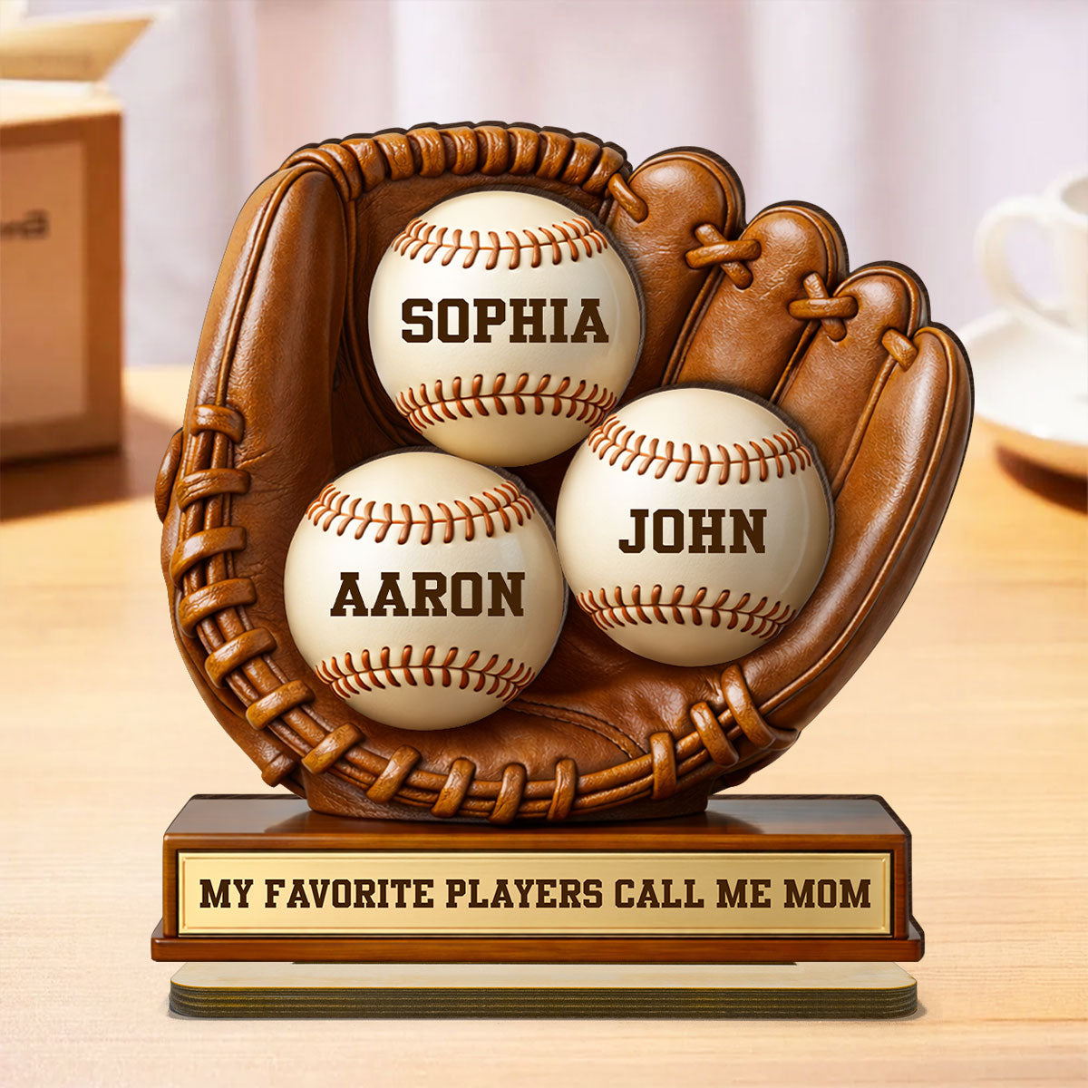 My Favorite Players Call Me Mom - Personalized 2-Layered Wooden Plaque - Sentimental Keepsake, Mother's Day Gift for Mom, Wife