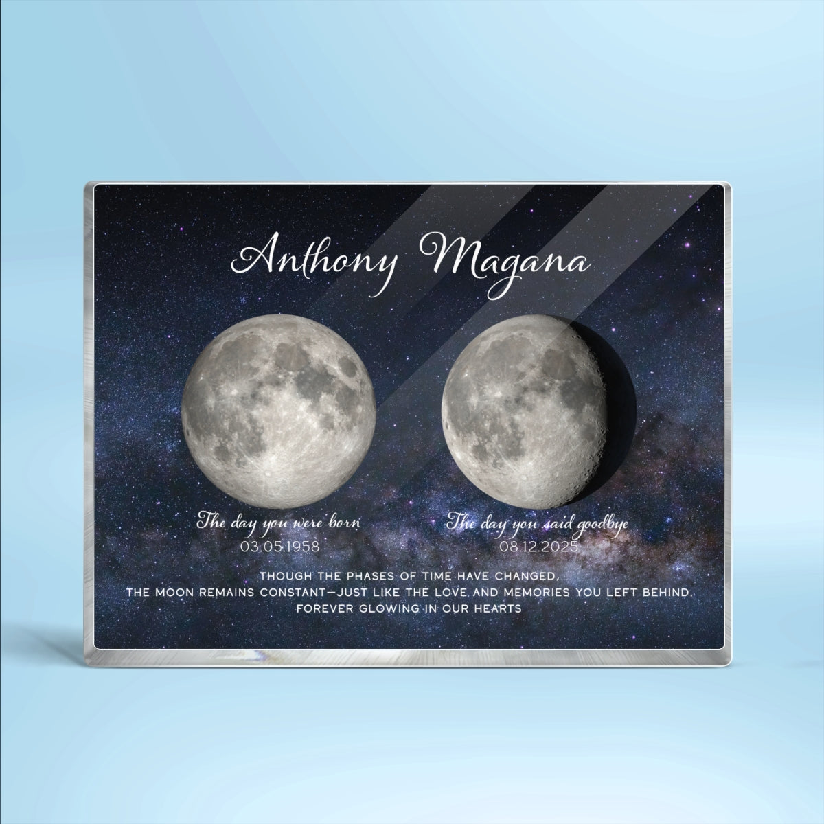 Lost Loved One Moon Phase Art - Personalized Acrylic Block Plaque - Memorial Sympathy Gift
