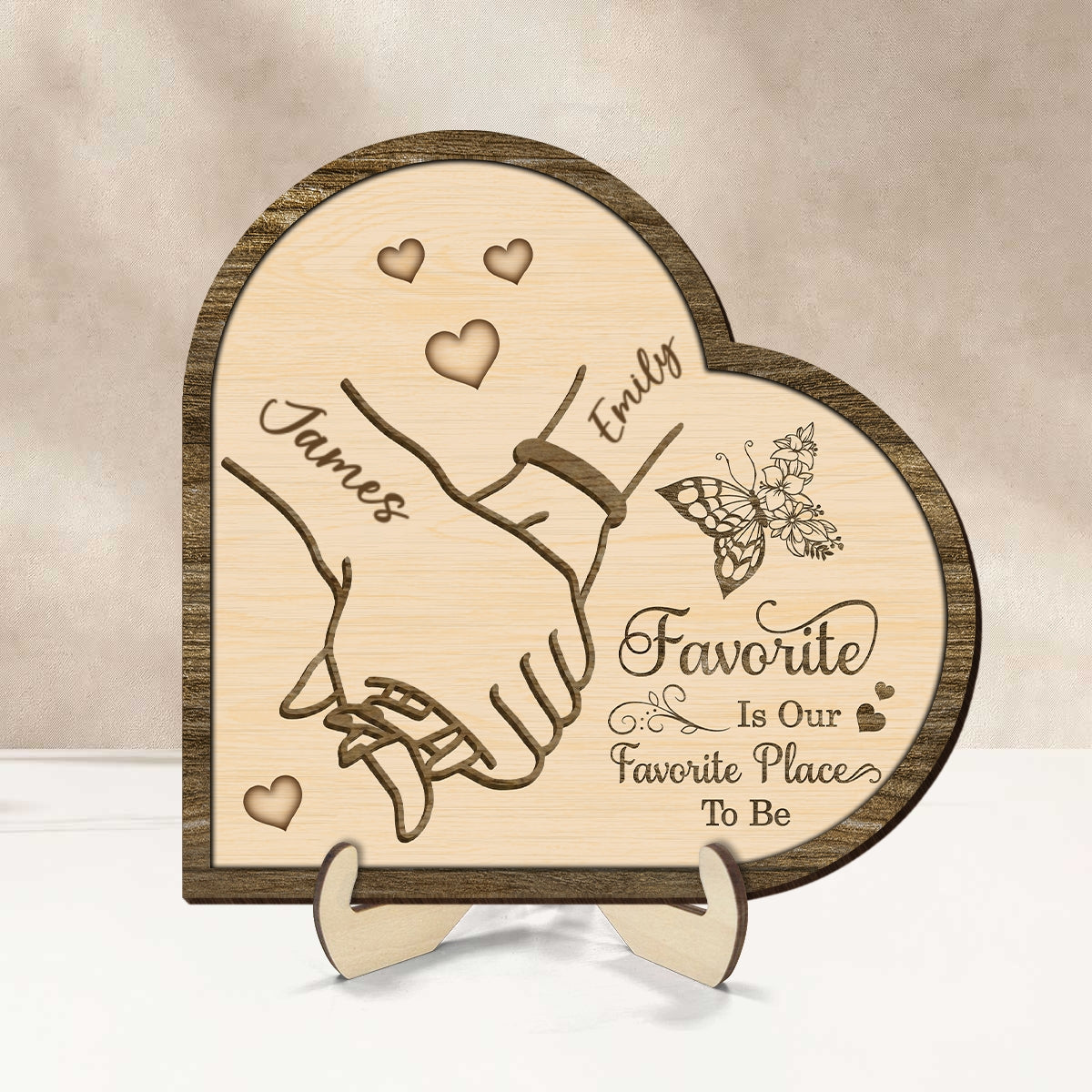 Together Is Our Favorite Place To Be - Personalized 2-Layered Wooden Plaque - Anniversary, Valentine's Day Gift, Gift For Him, Gift For Her