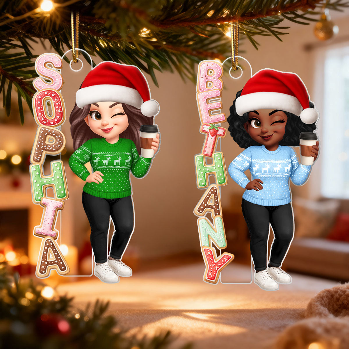 Cookies Alphabet Custom Name - Personalized Acrylic Ornament - Christmas Gift for Loved Ones