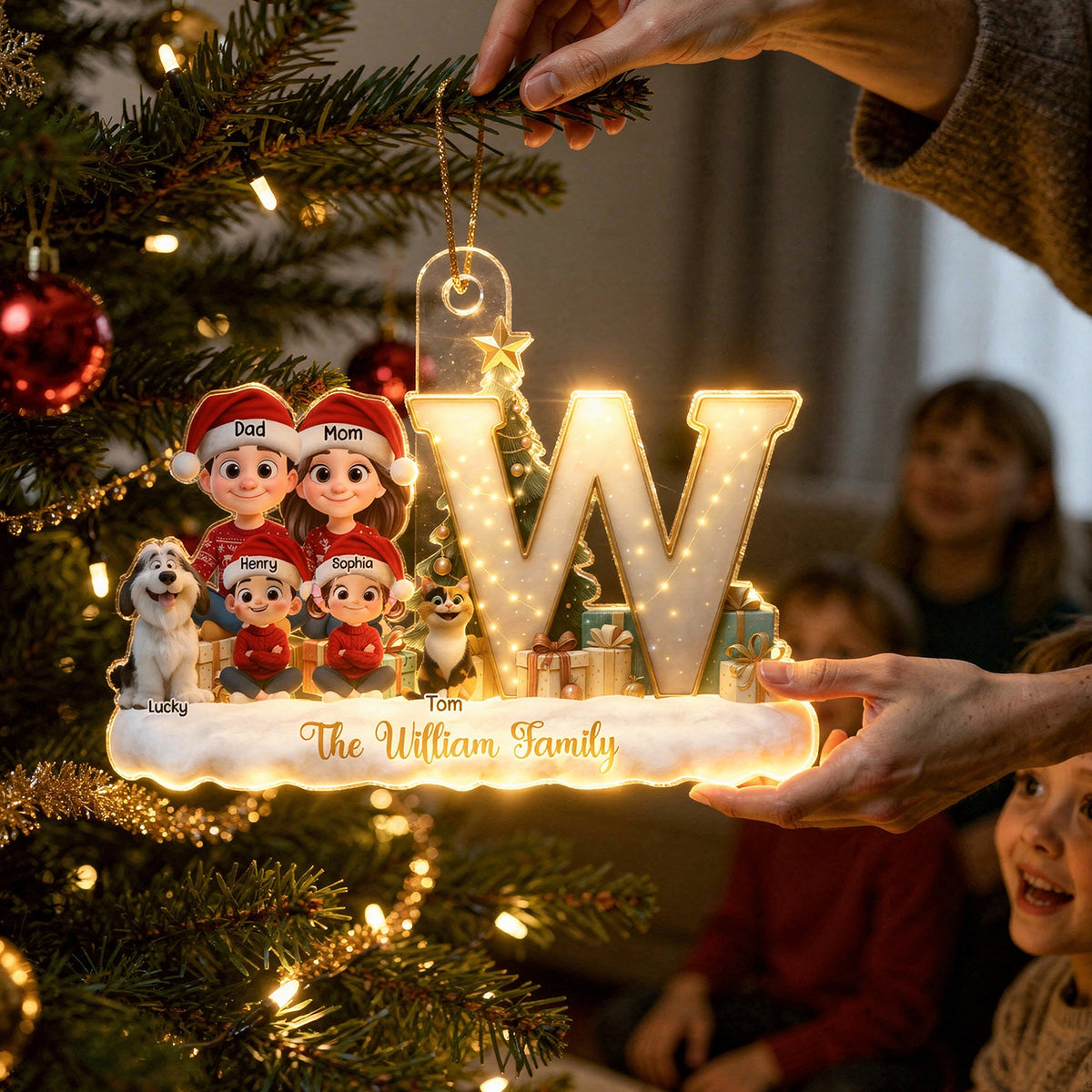 Family Name Initial Letter - Personalized Acrylic Ornament - Christmas Gift for Family