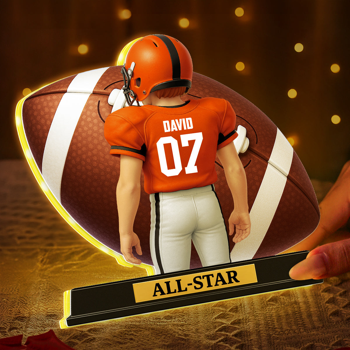 3D Effect Football Teenager Player - Personalized Light Box - Christmas Gift For Teen Boy, Son, Grandson
