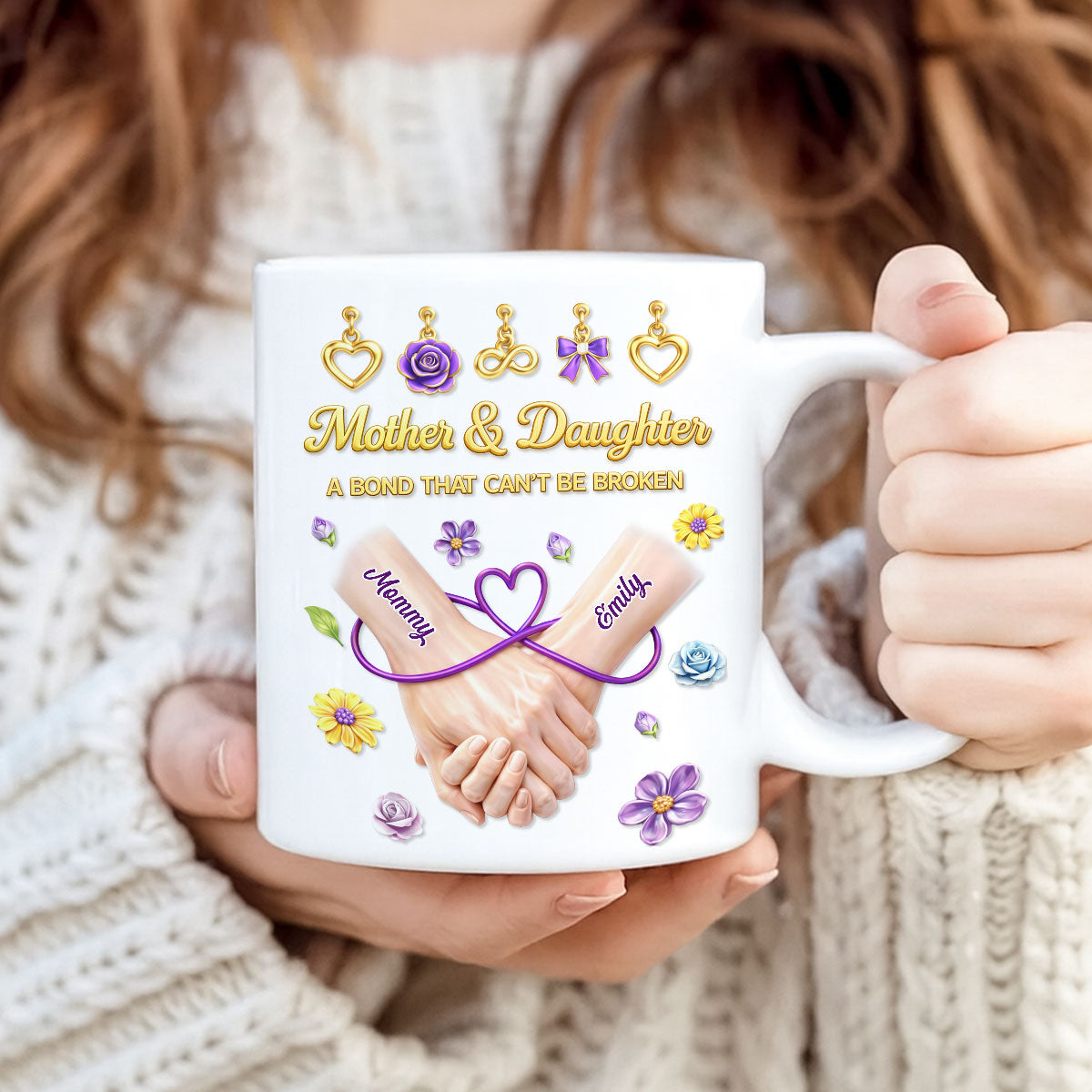 Mother And Daughter A Bond That Can't Be Broken - Personalized Mug - Heartfelt Gift For Mom