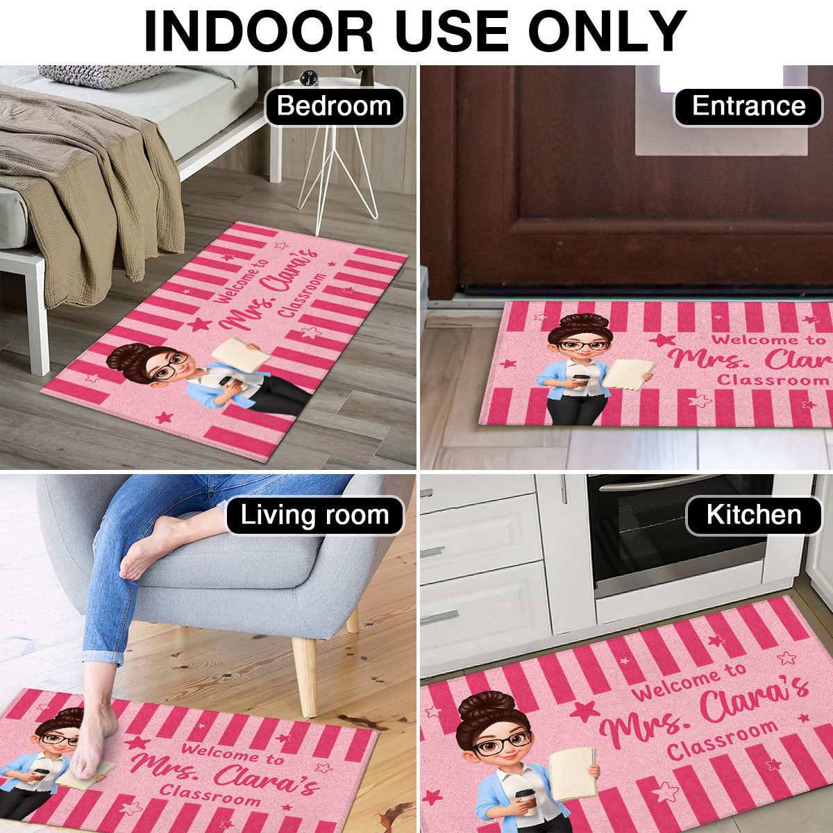 Welcome To Teacher Classroom Striped Color - Personalized Doormat - Back To School Gift For Teacher