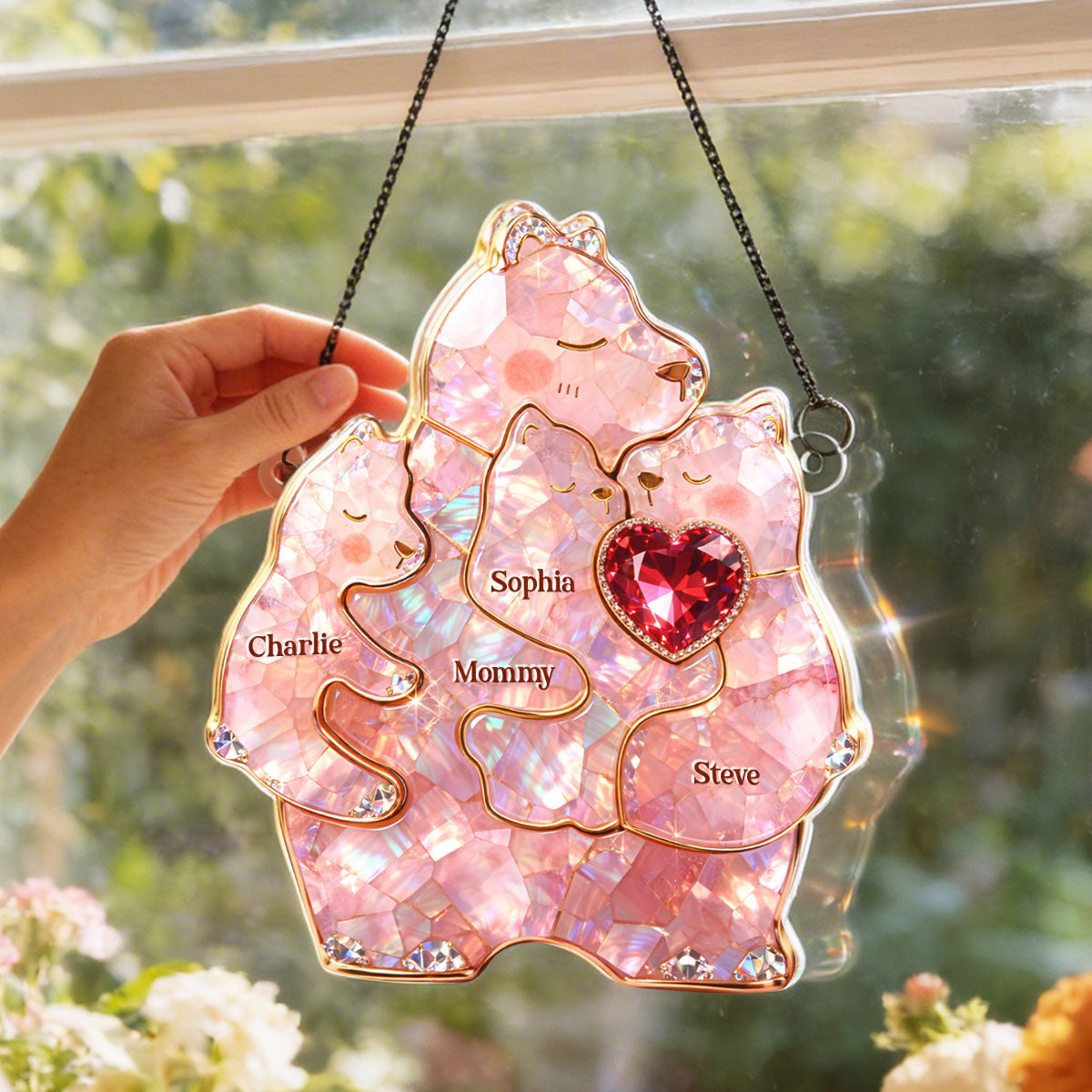 Mama Bear Warmest Hugs - Personalized Suncatcher - Heartfelt Mother's Day Gift for Mom, Wife