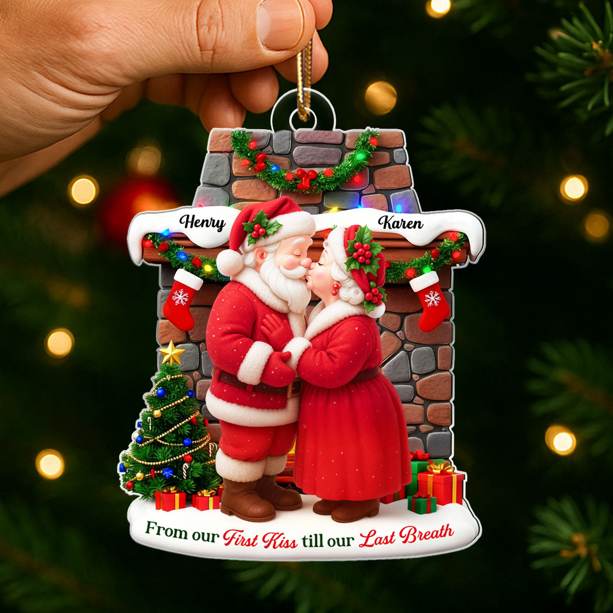 Santa Couple from Our 1st Kiss til Our Last Breath - Personalized Acrylic Ornament - Christmas Gift for him, Gift for her