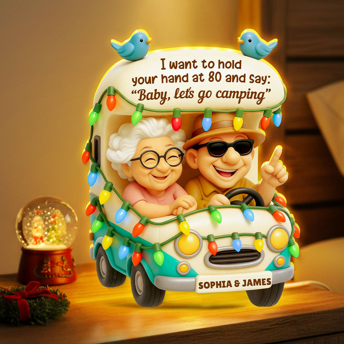 Baby Let's Go Camping Old Couple - Personalized Light Box - Gift For Him, Gift For Her, Gift For Couple
