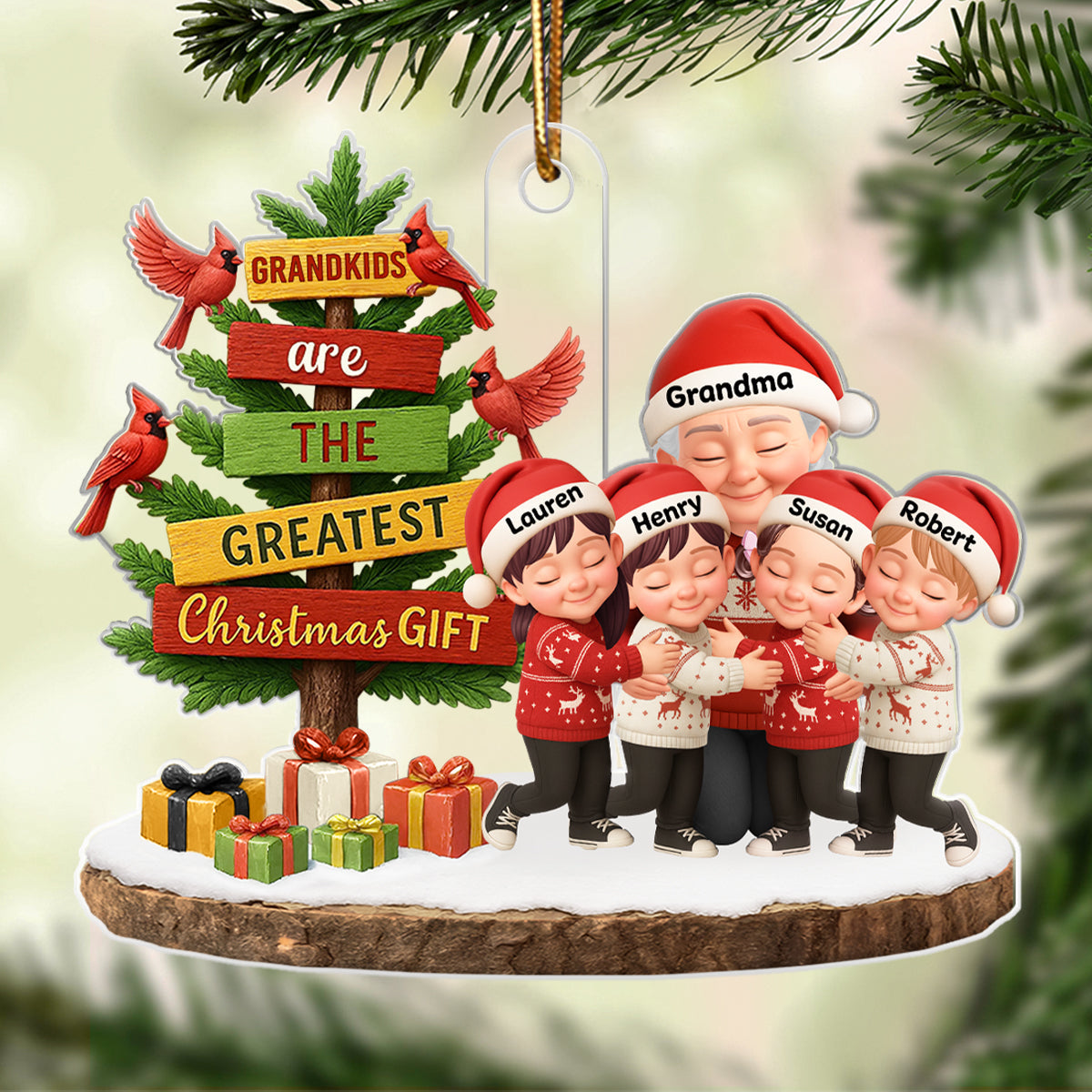 Grandkids Are The Greatest Christmas Gift - Personalized Acrylic Ornament - Chrismas Gift for Grandma