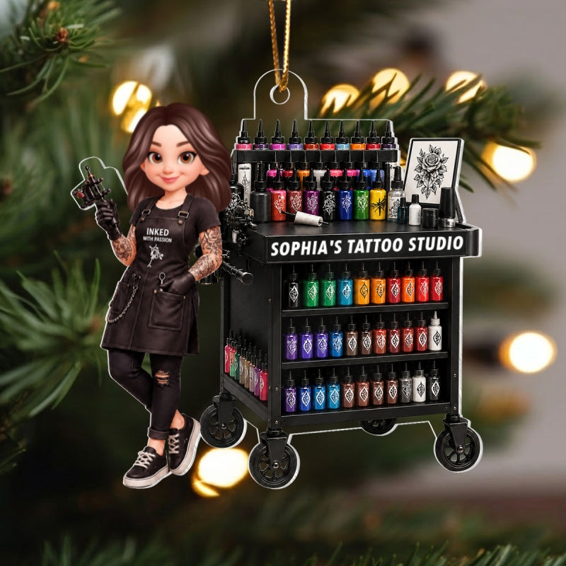 Tattoo Artist Ink Tattoo - Personalized Acrylic Ornament - Christmas Gift for Her