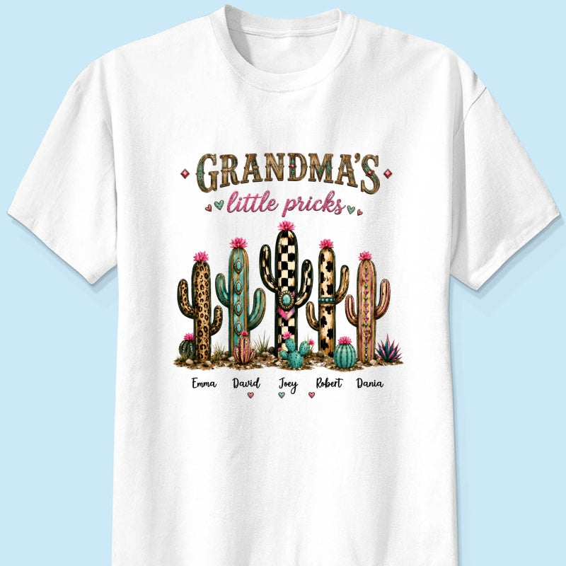 Grandma's Little Pricks - Personalized Shirt - Leopard Cactus Fall Vibe, Trendy Tee for Grandma