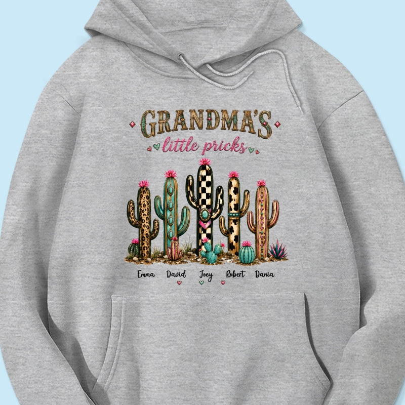 Grandma's Little Pricks - Personalized Shirt - Leopard Cactus Fall Vibe, Trendy Tee for Grandma