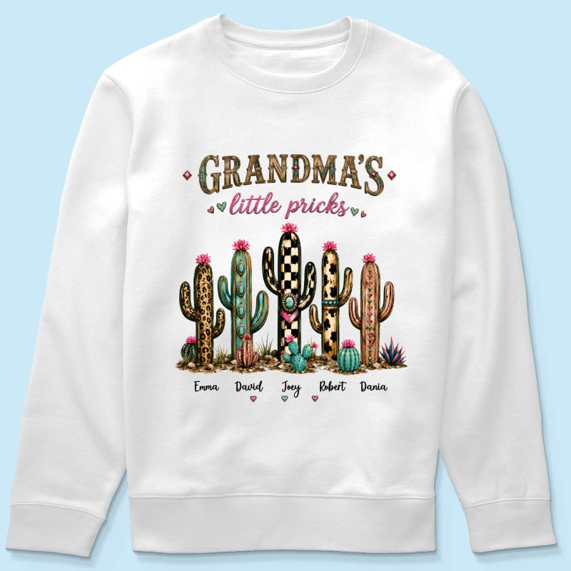 Grandma's Little Pricks - Personalized Shirt - Leopard Cactus Fall Vibe, Trendy Tee for Grandma
