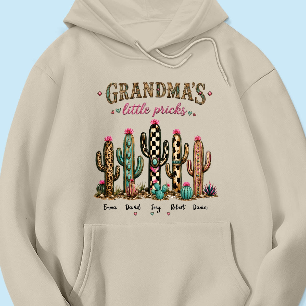 Grandma's Little Pricks - Personalized Shirt - Leopard Cactus Fall Vibe, Trendy Tee for Grandma