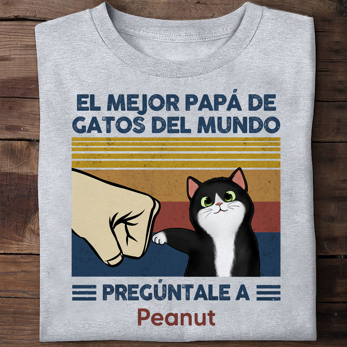 Regalo perfecto para papás de gatos – Camiseta personalizada con choque de puños con tu gato