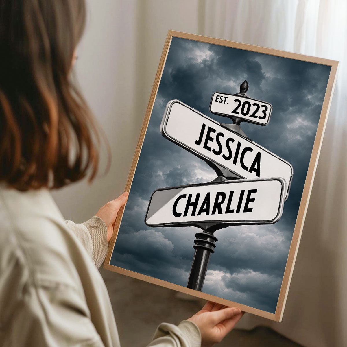 Couple Street Sign - Personalized Poster - Anniversary Gift for Him, for Her
